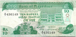 10 Rupees 1985 (recto) Siège Du Gouvernement à Port Louis, Armoiries De L'île Maurice Carte Du Pont, De La Chute D'eau , - Maurice