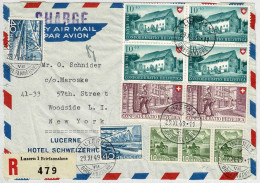 Schweiz Pro Patria 1949, Vorderteil Luftpostbrief Einschreiben Luzern - New York - Brieven En Documenten