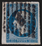 France N°14A Bord De Feuille, 20c Bleu, Type I - TTB - 1853-1860 Napoleon III