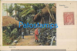 218948 INDIA CEYLON COLOMBO CEYLAN COSTUMES NATIVE HUTS CIRCULATED TO ARGENTINA POSTAL POSTCARD - Inde