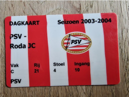 Day Club Card - PSV Eindhoven - Roda JC - 1-2 - 29.2.2004 - 2003-2004 - Football Soccer Fussball Voetbal Foot - Habillement, Souvenirs & Autres