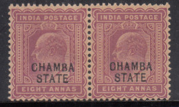 8a MH Pair Chamba State, Edward Series 1903-1905, British India, SG37 - Chamba