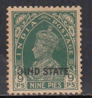 9p MH Jind State 1937, KGVI Series 1941-1943, British India, SG129 SG£18.00 - Jhind