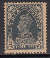 3p MNH Jind State 1937, KGVI Series 1941-1943, British India, SG127 £20 - Jhind