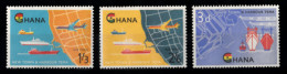 Ghana - 1962 - Poste Aérienne - Nouvelle Ville Et Port De Tema à Accra - 3 Tp Y&T PA N° 7/8  & N° 102 MNH ** - Neufs - Ghana (1957-...)