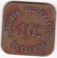 Algerie , Société Coopérative Altairac 10 Centimes ND Alger, En Laiton , Lec# 186b - Noodgeld