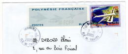 Polynésie Française Ile De Tahiti Cachet Manuel MAHINA De 2005 Vignette De Guichet GAPA Timbre : Aviation Avion DC8 - Storia Postale