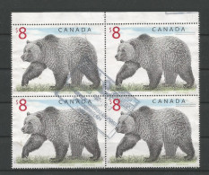 Canada Scott # 1694 Grizzly Bear Used Block Of 4........................................Dr1 - Gebraucht