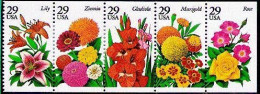 1994 29 Cents Garden Flowers, Booklet Pane Of 5, Mint Never Hinged - Unused Stamps