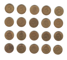 272/ Allemagne : 20 X 5 Pfennig (tous Différents - De 1949 à 1996) - 5 Pfennig