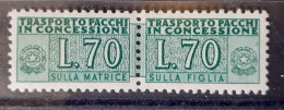 ITALIA  1955 PACCHI IN CONCESSIONE LIRE 70 FILIGRANA STELLE NUOVO MNH** - Pacchi In Concessione