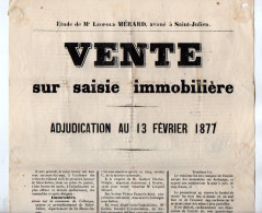 VP22.552 - ANNECY 1877 - Affiche - Me MERARD, Avoué à SAINT - JULIEN - Vente Immeubles Situés à COLLONGES X ARCHAMPS - Plakate