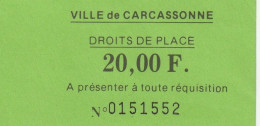 Ticket - Entrada -- Ville De Carcassonne - Tickets D'entrée