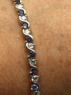 Bracelet & Boucles D'oreilles En Argent Massif Serti De Brillants - Necklaces/Chains