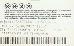 Ticket - Entrada -- Castillo De Los Templarios - Ponferrada  - General - Tickets D'entrée
