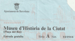 Ticket - Entrada -- Museu D'Historia De La Ciutat - Barcelona - Tickets D'entrée