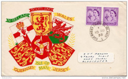 Guernsey Stamps On Decorative Cover Dated 18.08.1958 - Omslagen