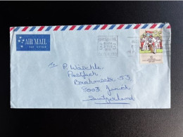 AUSTRALIA 1978 AIR MAIL LETTER BRISBANE TO ZURICH 03-02-1978 AUSTRALIE CRICKET SPORTS - Storia Postale