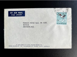 AUSTRALIA 1966? AIR MAIL LETTER SYDNEY TO ZURICH AUSTRALIE BIRDS - Brieven En Documenten