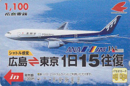 Carte Prépayée JAPON - AVION JAPAN AIRLINES - JAL JAS ANA Prepaid Prepaid Bus Card / V2 - Hiro 2401 - Flugzeuge