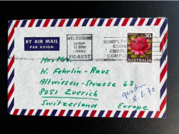 AUSTRALIA 1969 AIR MAIL LETTER MELBOURNE TO ZURICH 25-09-1969 AUSTRALIE - Covers & Documents