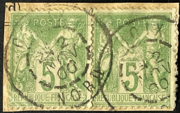 YT 102 X2 Croix Nord 02.11.1900 SAGE 5c Vert-jaune Type III (côte Timbre 12 €) France – Kdomi - 1898-1900 Sage (Type III)