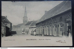 Molembaix - Rue De L'Eglise - Epicier Santief Estaminet - Ed: F. Deweer - Circulé: 1903 - 2 Scans - Celles