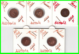 ALEMANIA – GERMANY - IMPERIO 5 MONEDAS DE SERIE COBRE DIAMETRO 17.5 Mm. DEL AÑO 1908 – KM-10   WILHELM II - 1 Pfennig