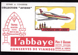 Nov 23  930774     Buvard   L'abbaye   Abattoir Beuvillers Par Lisieux  Avion   TUPOLEV 104 - Food