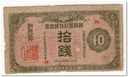 KOREA, BANK OF CHOSEN, 10 SEN,1919,P.23,POOR,TEARS - Korea (Süd-)