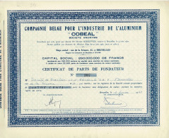 - Titre De 1968 -Compagnie Belge Pour L'Industrie De L'Aluminium - COBEAL - - Industrie