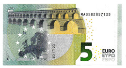(Billets). 5 Euros 2013 Serie MA, M005G1 Signature 3 Mario Draghi N° MA 3582857135 UNC - 5 Euro
