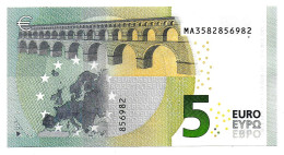 (Billets). 5 Euros 2013 Serie MA, M005G1 Signature 3 Mario Draghi N° MA 3582856982 UNC - 5 Euro