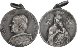 Médaille PIE XI - Vierge à L'enfant - Argent (plaqué Ou Massif?) - 24.5 Mm - 17.057 - Andere & Zonder Classificatie