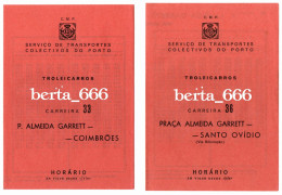 STCP Carris Do Porto * Horário Troleicarros * Linhas 33 E 36 * Maio 1967 - Europe