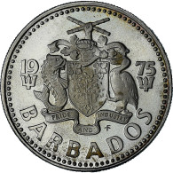 Barbade, 25 Cents, 1975, Proof, SPL+, Du Cupronickel, KM:13 - Barbades