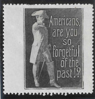 1914- 1918 WW1 EPOQUE DELANDRE USA Cinderella Vignette AMERICANS ARE YOU SO FORGETFULL OF THE PAST - Militaria