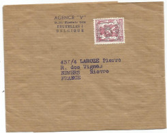 BELGIQUE PREO LION 40C SEUL BANDE COMPLET WRIPPER TO FRANCE - Typografisch 1929-37 (Heraldieke Leeuw)