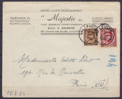 L. Entête Hôtel "Majestic - Louvain" Affr. N°317+341 Albert 1e Càd LEUVEN 2/11 V 1934 Pour PARIS - 1931-1934 Képi