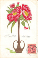 FLEURS PLANTES ARBRES - Des Fleurs Dans Un Vase - Amitié Sincère - Colorisé - Carte Postale Ancienne - Bloemen