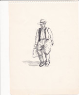 Anonyme Croquis Au Crayon Graphite Original Extrait D'un Carnet à Spirales. Paysan Au Chapeau. Scène Située En Macédoine - Arte Contemporáneo