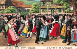 Gruss Aus Dem Elsass * CPA Illustrateur Gaufrée Embossed * Souvenir D'alsace * Costume Coiffe Danse - Autres & Non Classés