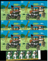 Congo RDC 2001 - Tintin Au Congo - 6 X Bloc 205 MNH & 5 X 1523**  - Emission Commune Avec Belgique - Couverture Album Ti - Ongebruikt