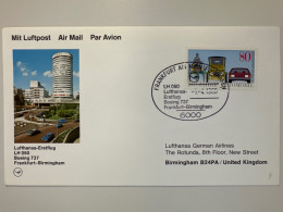 1986 Lufthansa Erstflug Frankfurt Birmingham - First Flight Covers