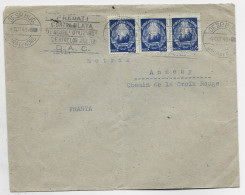 ROMANIA 5 LEI BANDE DE 3  LETTRE COVER   OF SP BUC 4 OCT 1949 O FRANCE - Briefe U. Dokumente