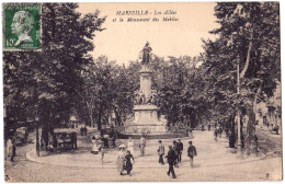 CPA - MARSEILLE - Les Allées Et Le Monument Des Mobiles ( Place Bien Animée ) - Parchi E Giardini