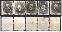 Brazil 5 Used Stamps With Emperor Dom Pedro II From 1866 - Oblitérés