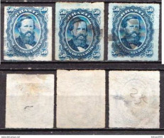 Brazil 3 Used Stamps With Emperor Dom Pedro II From 1876 - Usati