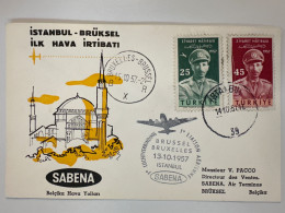 1957 First Flight SABENA Bruxelles Istanbul - Luchtpost