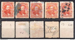 Brazil 5 Used Stamps With Emperor Dom Pedro II From 1866 - Used Stamps